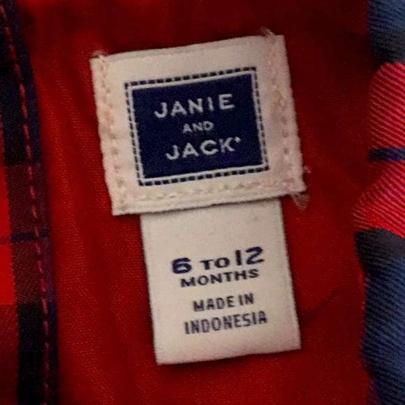 Janie & Jack Red/Navy Checkered Dress. Holiday, Easter, Special Occasion Dress. - Picture 3 of 11